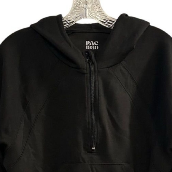 PAC 1980 Unisex Black Half Zip Pullover Hoodie Medium - Picture 2 of 7